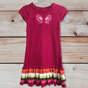 Gymboree Pink Sweater Dress W/ Butterfly & Ruffles